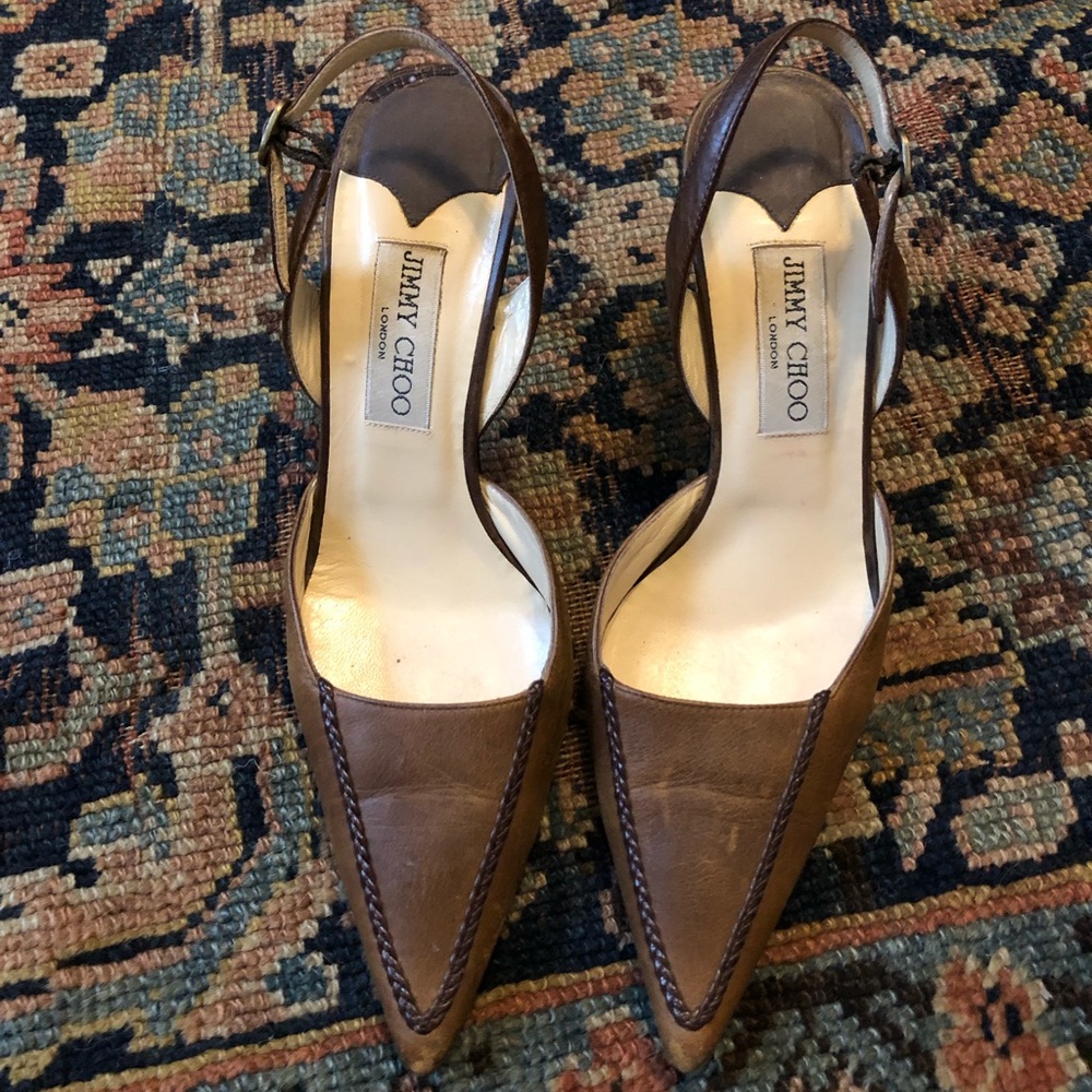 Jimmy Choo braided leather slingback heels